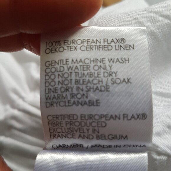 SANCIA 100% Europian Flax Linen V Neck Cropped White Top Sz S - Picture 8 of 9